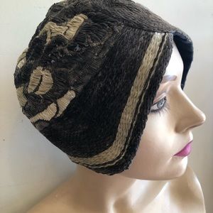 Cloche Hat, 1920’s velour and metallic thread.